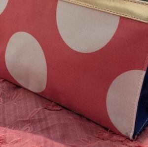 New Elizabeth Arden Pink And Blue Polka Dot Cosmetic Bag - New Unused